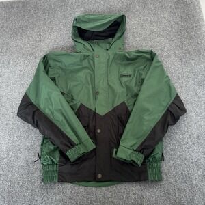 Vintage Coleman Mens Jacket M Green Full Zip Hooded Snap‎ Button Lined Casual